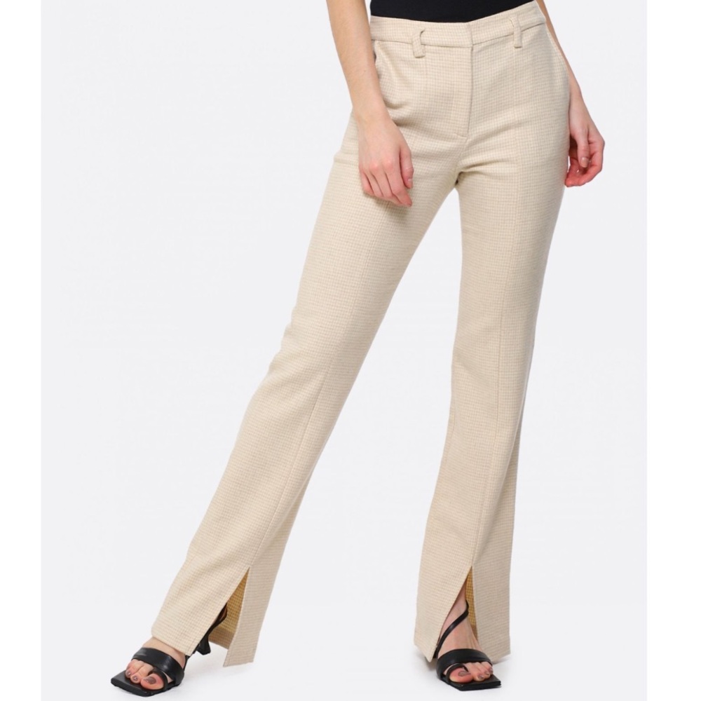 Anine Bing Cream Houndstooth Wool Trousers NWT EU 34